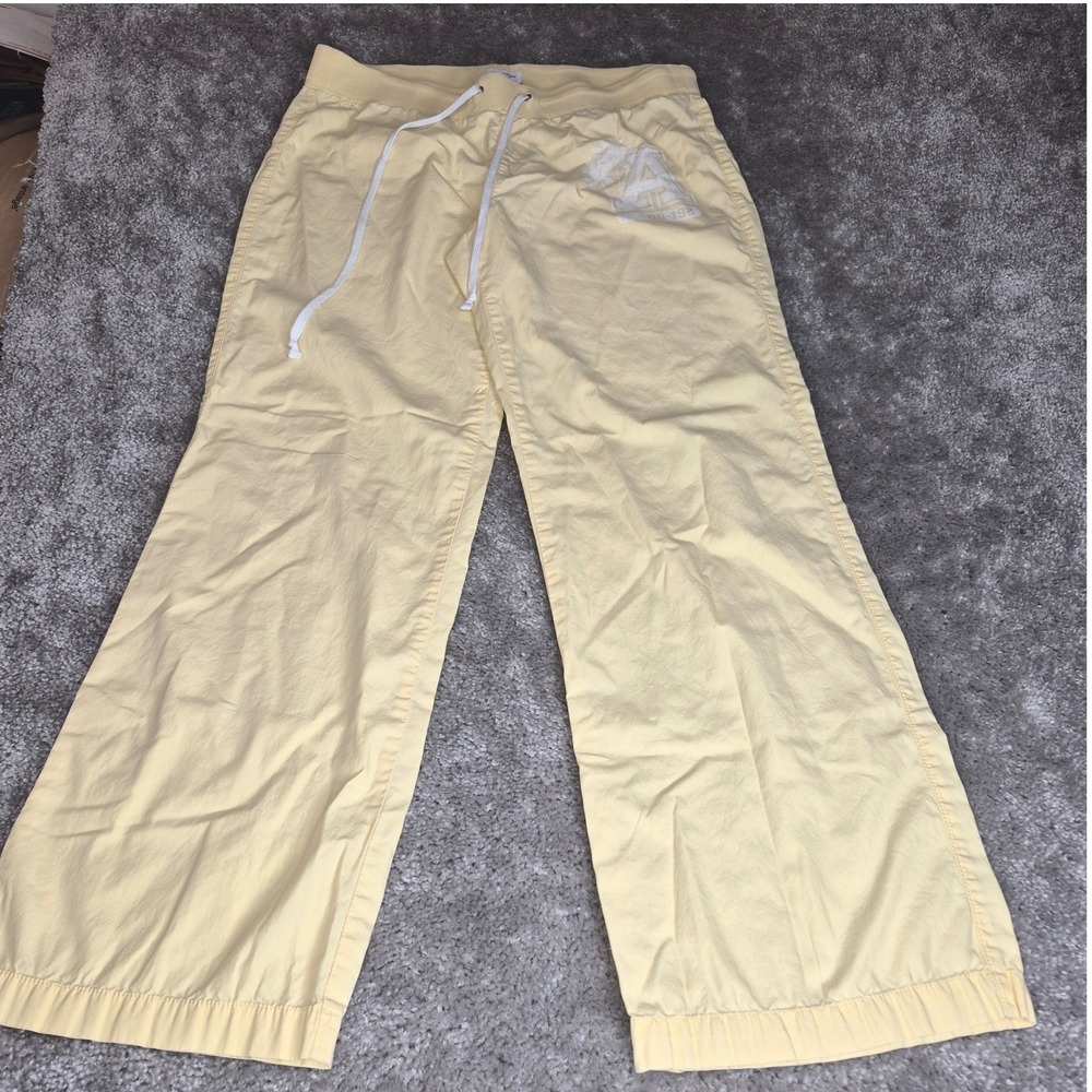 Abercrombie & Fitch Pants Sz Small Yellow Beach Bum Wide Leg Drawstring Lounge